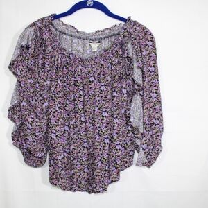 American Eagle Boho Floral 3/4 Sleeve Blouse Top Size Small NWT.